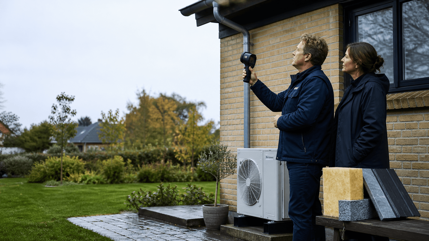 Bygningssagkyndig undersøger energi og klimarisiko ved et dansk hus